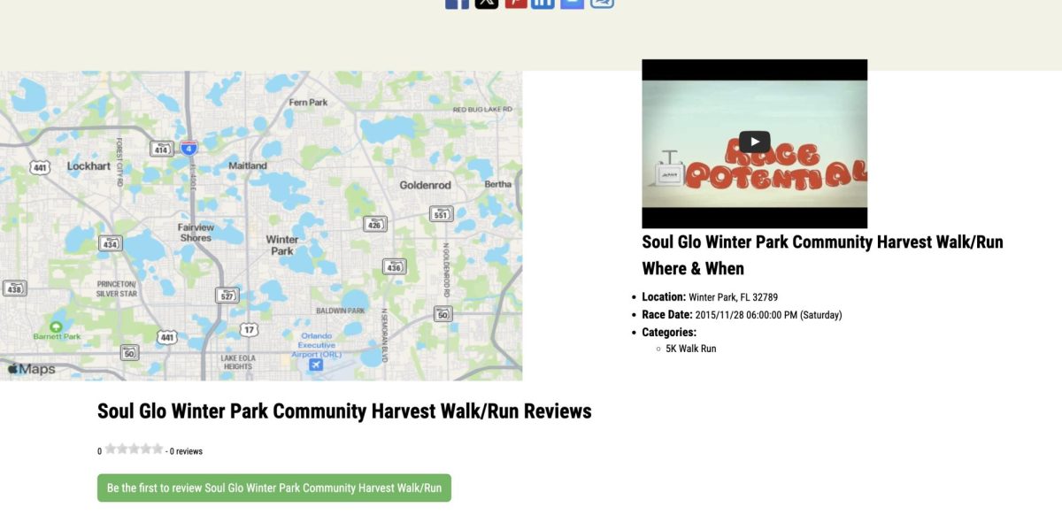 Soul Glo Winter Park Community Harvest Walk/Run Where & When